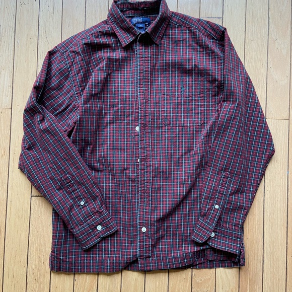 Big Kids Red & Green Polo Buttondown Great for Christmas Thanksgiving - Picture 5 of 5